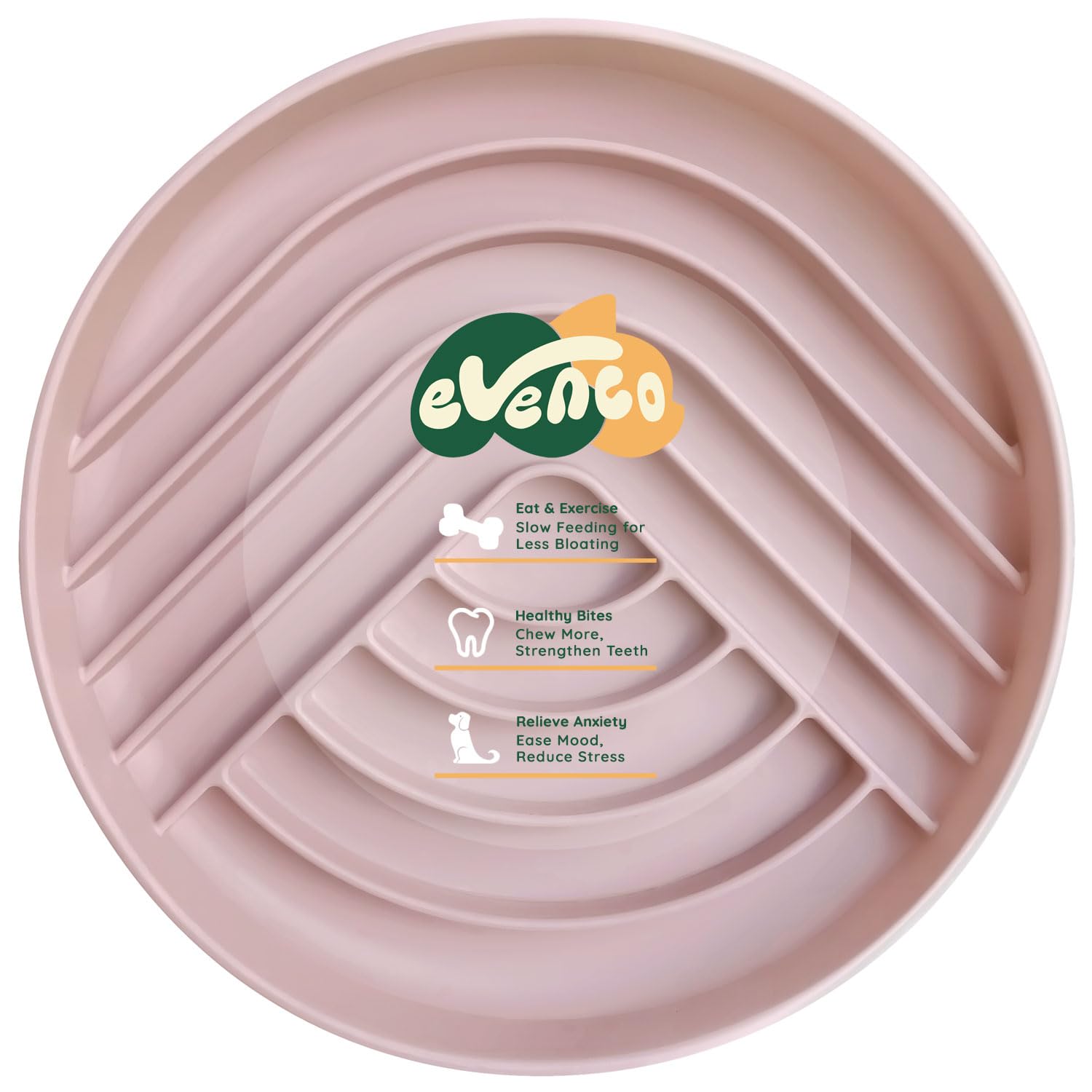 Evenco Slow Feeder Dog Bowls, Slowdown Bowl - Silicone Dog Feeding Bowls With Suction Cups For Puppies, Modern Lick Mat Design,