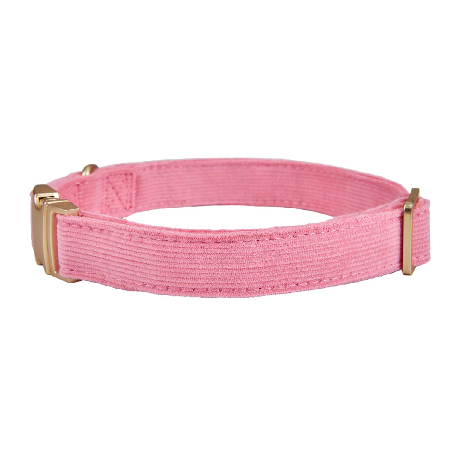 YUDOTE Soft Cotton Dog Collar with Metal Buckle Adjustable Heavy Duty Comfy Corduroy Collars for Small Medium Large Dogs,Rosy Pi