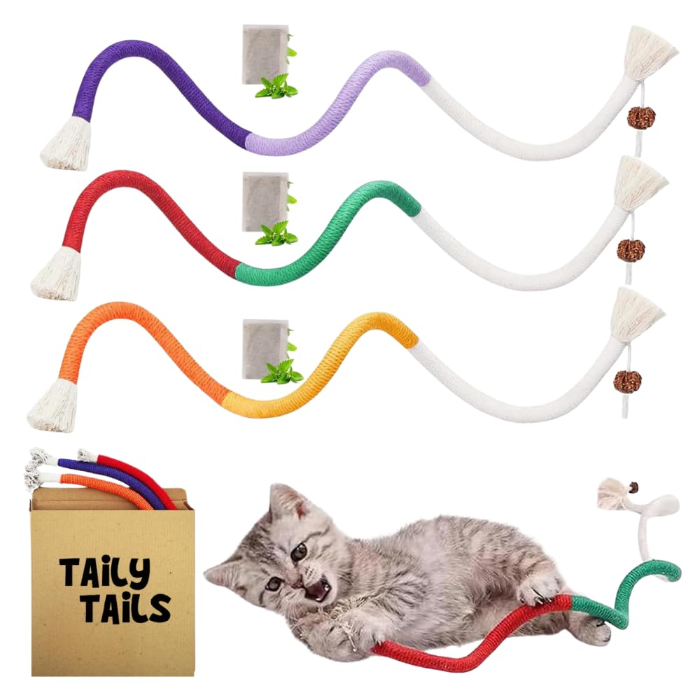 Taily Tails Catnip Rope Toys  2Pack Durable Cotton Chew Toys For Cats  70Cm Sisal Rope For Teeth Cleaning & Play  Interactiv