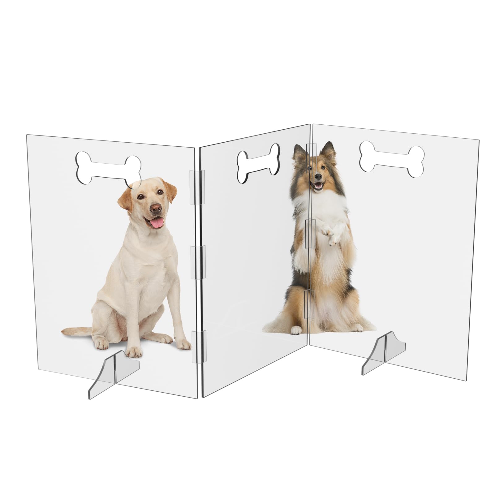 Clear Acrylic Dog Gate, 3 Panel 72'' W X 31.5'' H, Transparent Freestanding Pet Playpen Indoor, Foldable Pet Fence Barrier For D