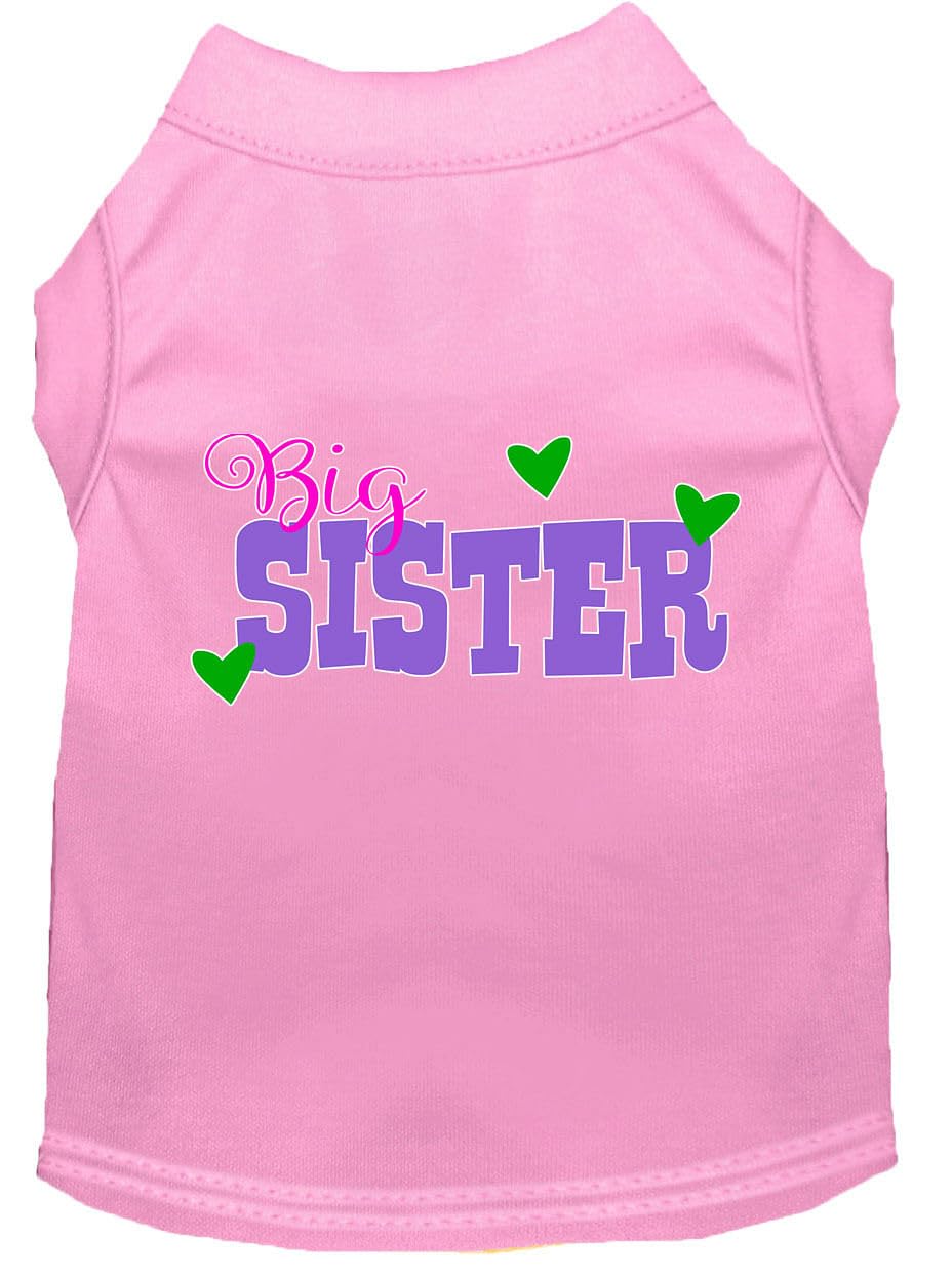 Pet Dog & Cat Shirt Screen Printed, "Big Sister" Light Pink MD (6-10 lbs.)