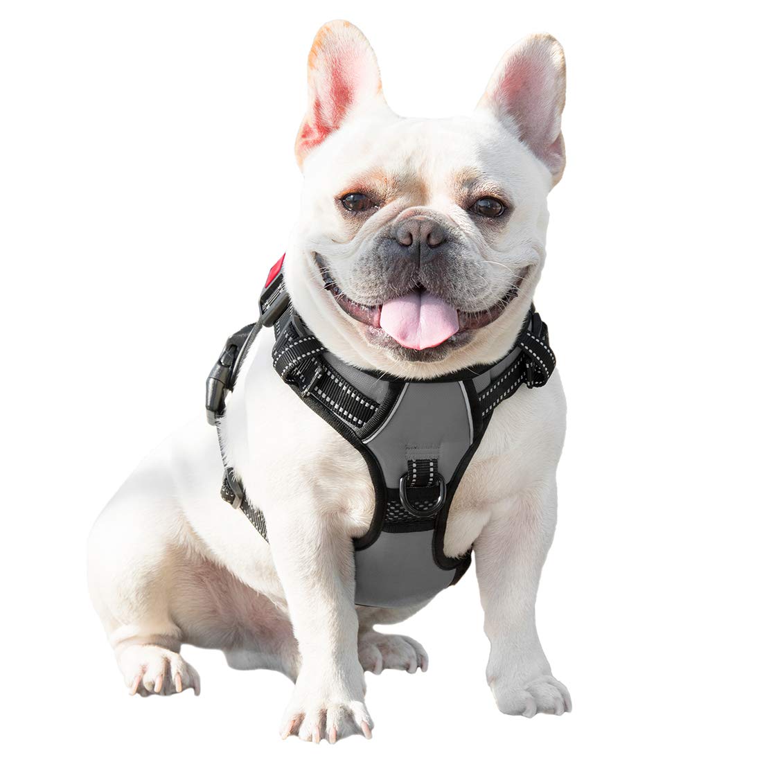 Phoepet No Pull Dog Harness Medium Reflective Front Clip Vest With Handle,Adjustable 2 Metal Rings 3 Buckles,[Easy To Put On & T
