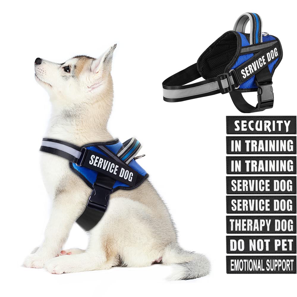 Dog Vest Harness And Patches Set, Animire In Training Service Dog Harness With 10 Dog Patches, Reflective Dog Vest With Handle F