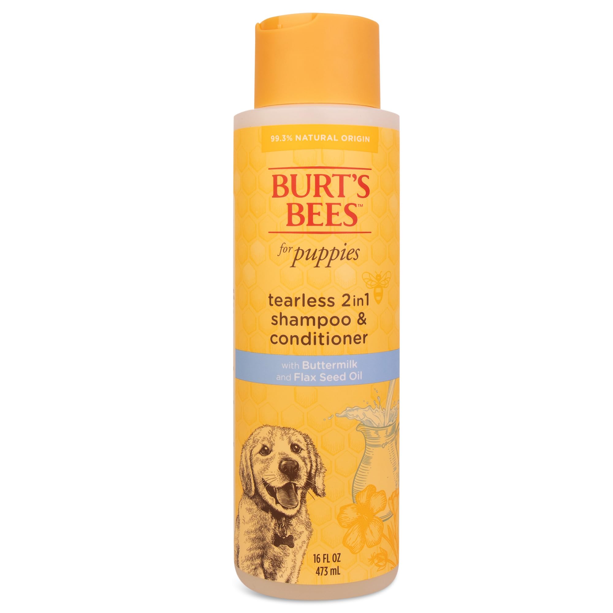 Burts Bees for Pets Tearless Puppy 2-in-1 Shampoo and Conditioner with Buttermilk and Linseed Oil, 2pk, 95% Natural Origin Form