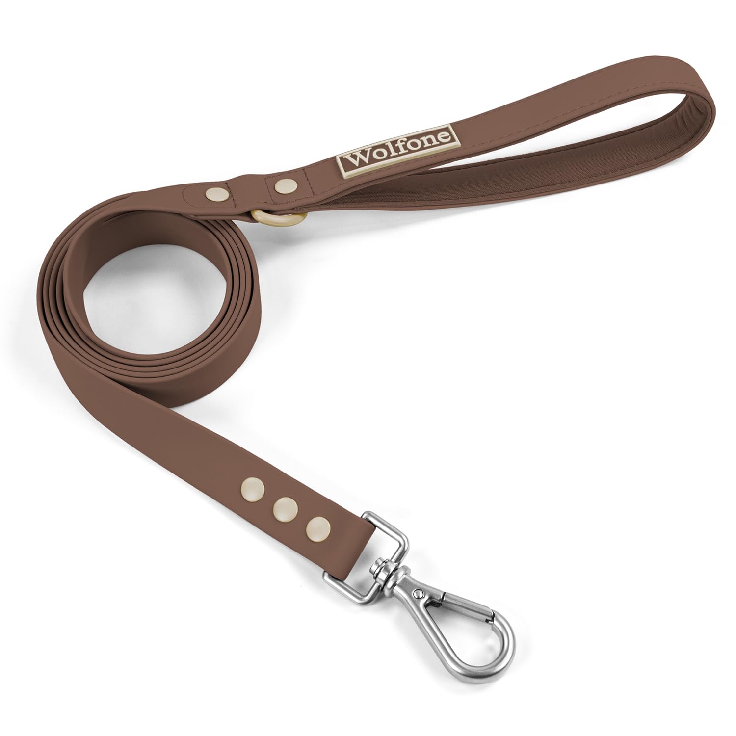 Wolfone Waterproof Dog Leash Carabiner Leash For Dogs Soft Handle Easy Care 5Ft*20Mm*2.5Mm Brown