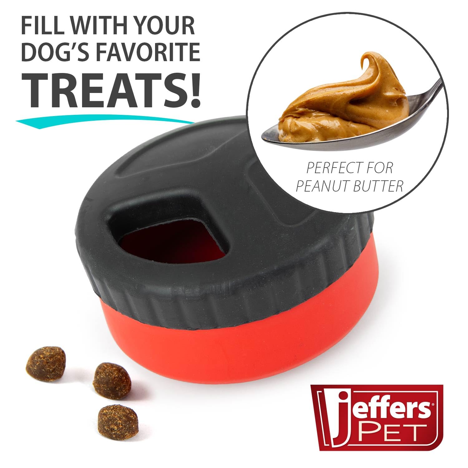 Jeffers Pet Natural Rubber Dog Chew Toy - Red Hocky Disc, Small - Treat Dispensing, Vanilla Scent, Durable, Non-Toxic, Dishwashe