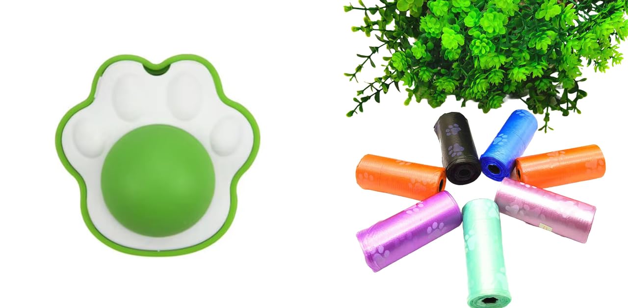 Catnip Wall Toy, Rotatable, Cat Chew Toys, (Paw Shape) And Pet Waste Trash Bags For Dogs, Cats, Biodegradable, Pack Of 5 Rolls (
