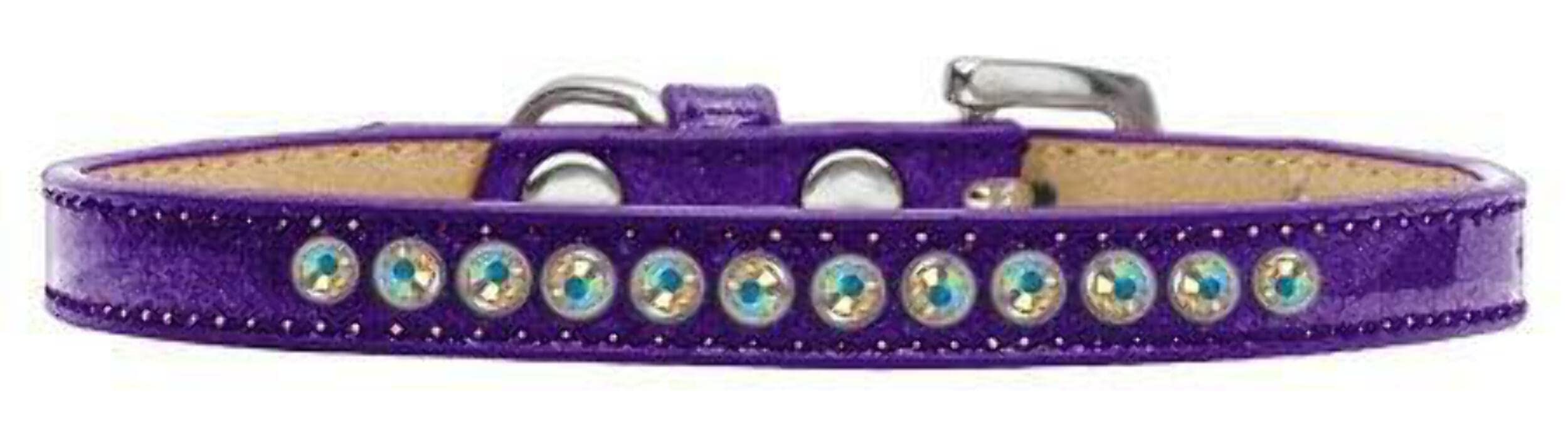 Dog, Puppy and Pet Ice Cream Collar, Aurora Borealis Crystal Rimsets Purple 16