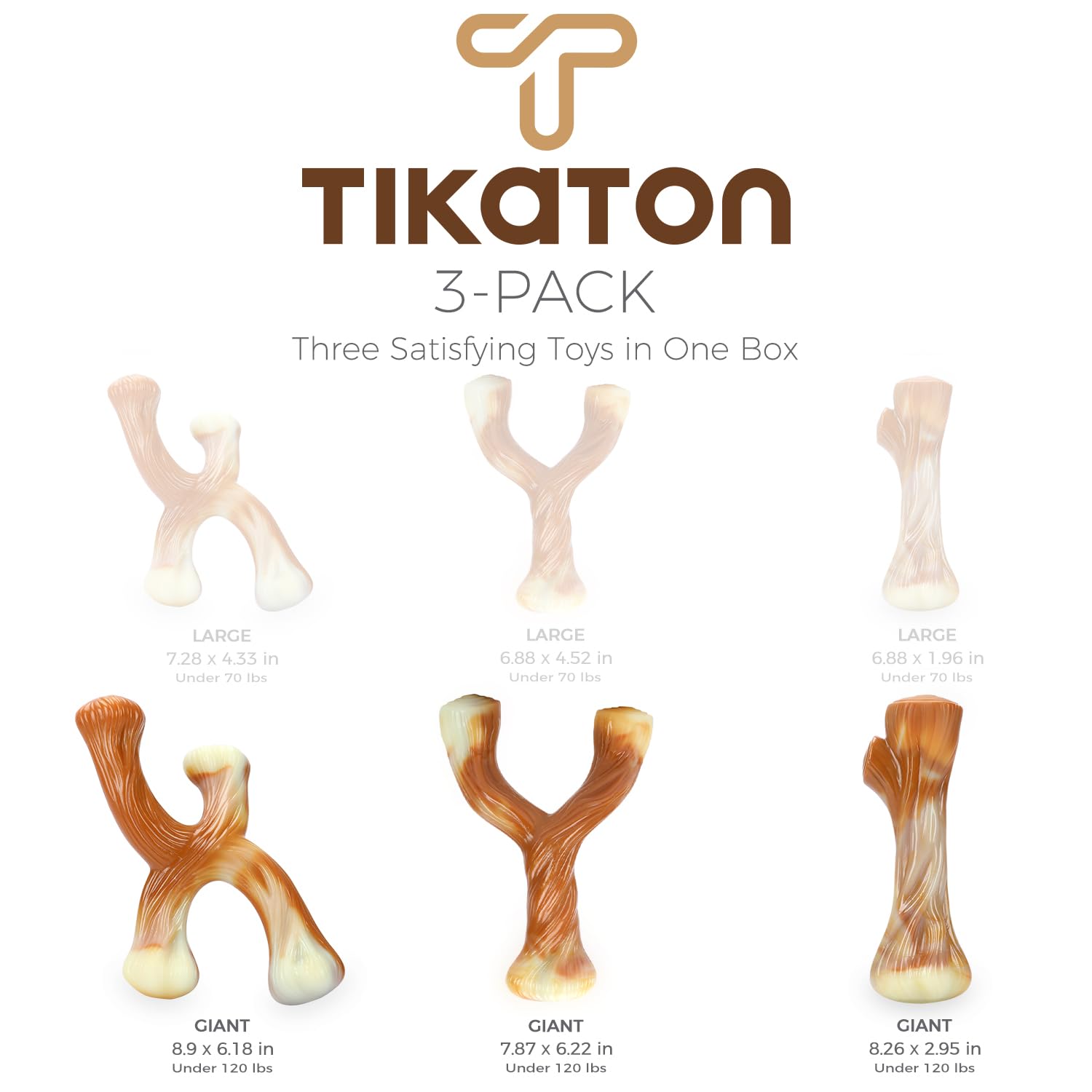 Tikaton Holiday 3-Pack Durable Dog Chew Toys For Aggressive Chewers, Bacon Flavor, Extra Large