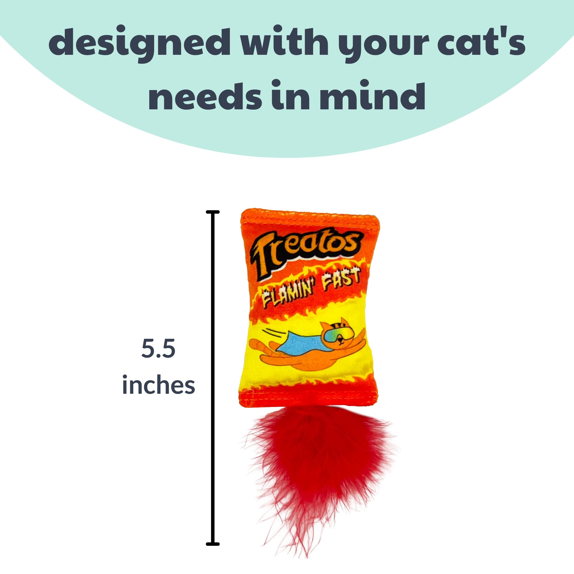 Huxley & Kent Plush Cat Toy - Treatos Snacks - Catnip Filled Interactive Toy - Orange - Model HK56081