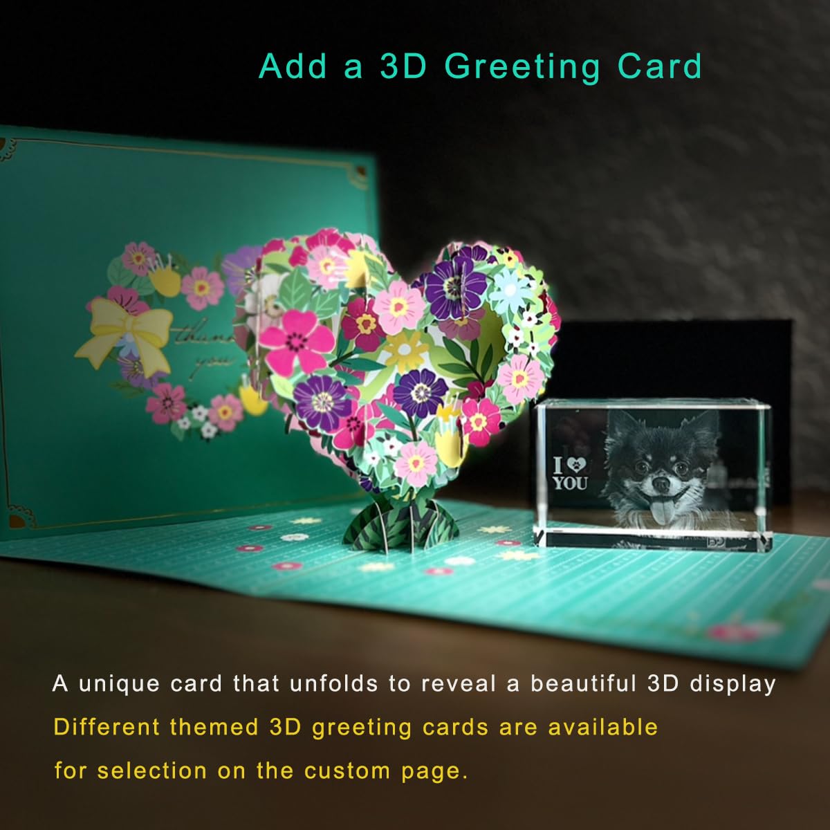 Pd 3Dpixdance 3D Crystal Photo, Personalized Dog, Cat Memorial Gifts For Pet Owners. Gift Box Included, Customized Laser Etched