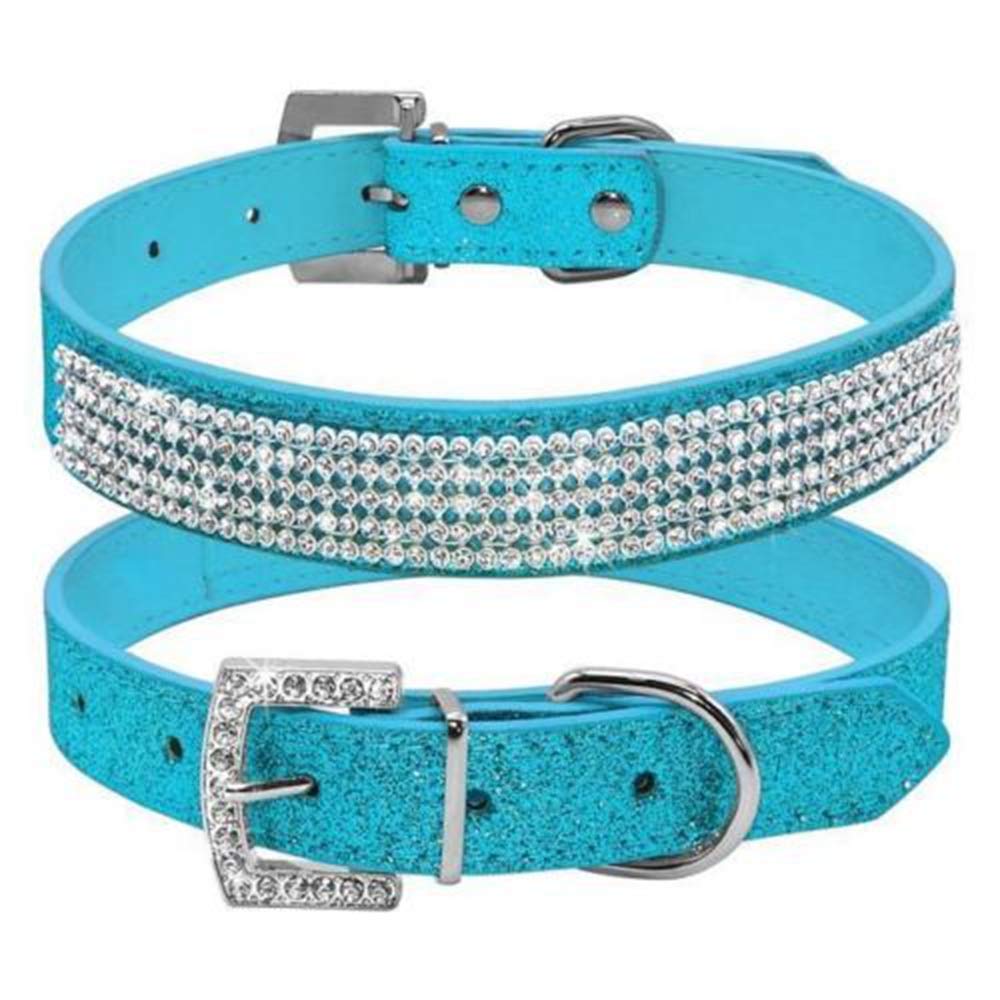 Bbmmayy Rhinestone Dog Collar, Cute Dazzling Sparkling Crystal Diamond Rhinestones Leather Dog Cat Collar Small Pets Puppy Colla