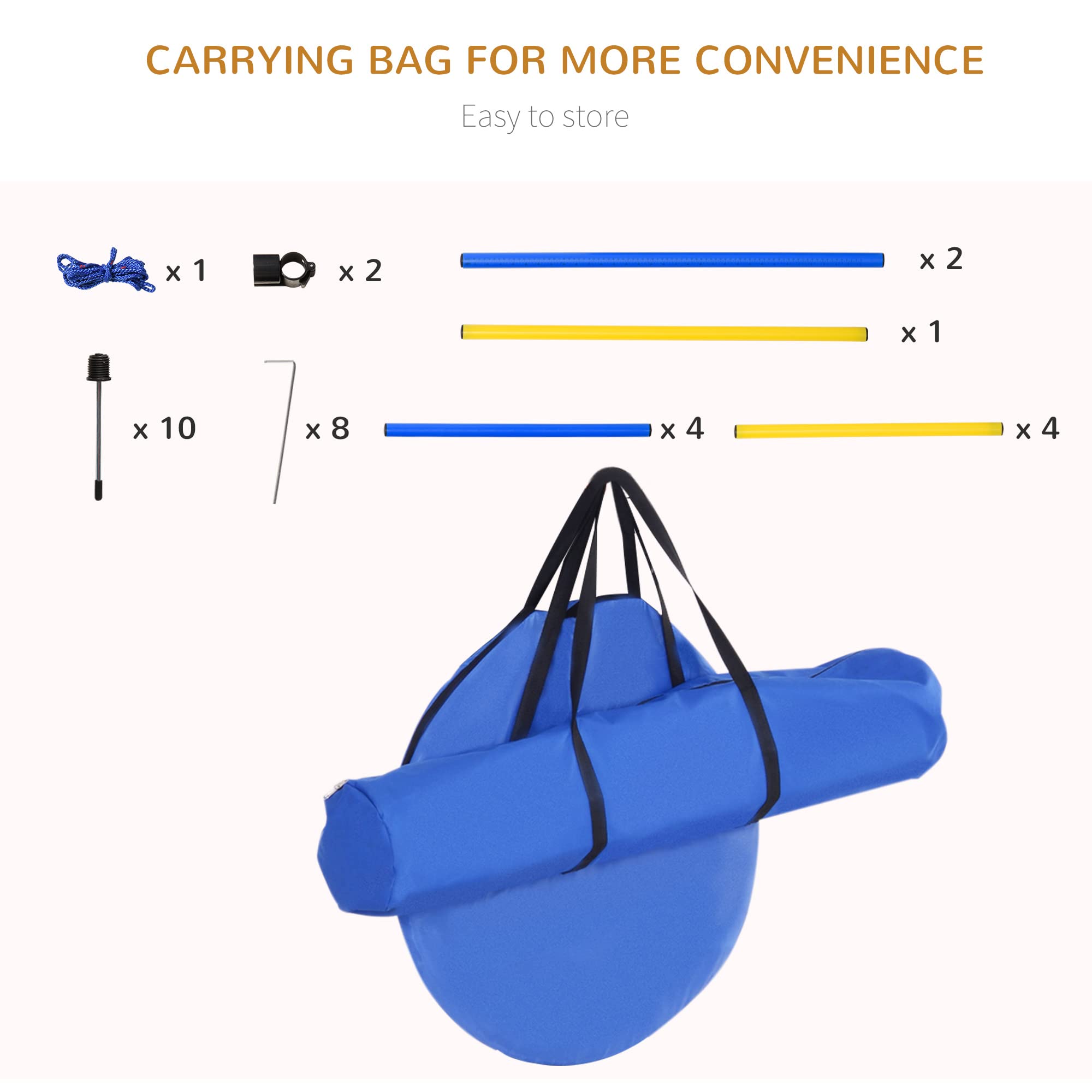 Pawhut 4Pc Obstacle Dog Agility Training Course Kit Backyard Competitive Equipment- Blue/Yellow