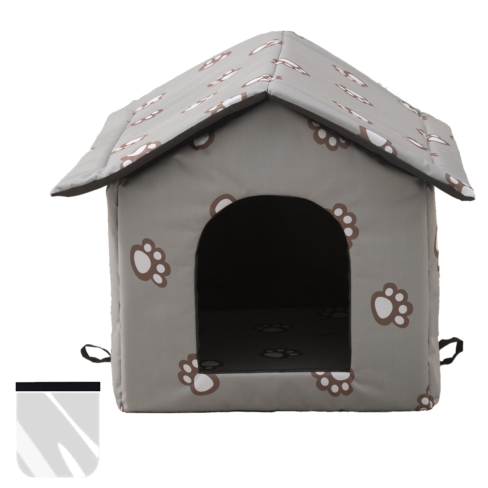 Cat Houses for Outdoor Cats, Feral Cats Dogs House, Weatherproof Warm and Insulated Cat House with Transparent Curtain Pet House