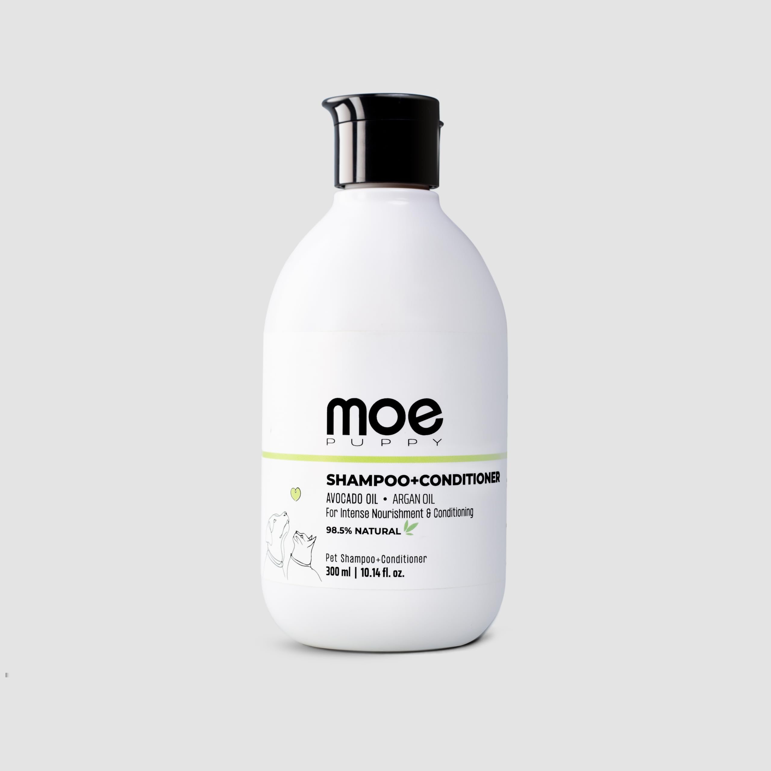 Moe Puppy 2-In-1 Dog Shampoo & Conditioner | Deshedding & Detangling For Long Or Double Coat | Aloe Vera & Avocado Oil | Remove 