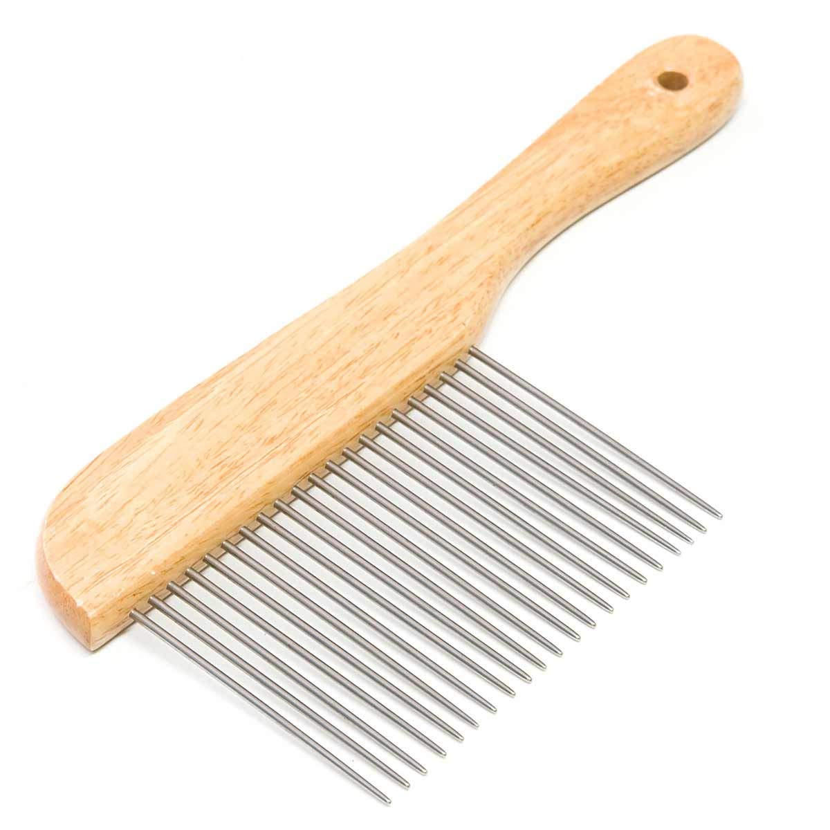 Ryan'S Pet Supplies Paw Brothers Poodle Comb Brush For Dogs, Professional Grade, Wooden Ergonomic Handle, Stainless Steel Teeth,