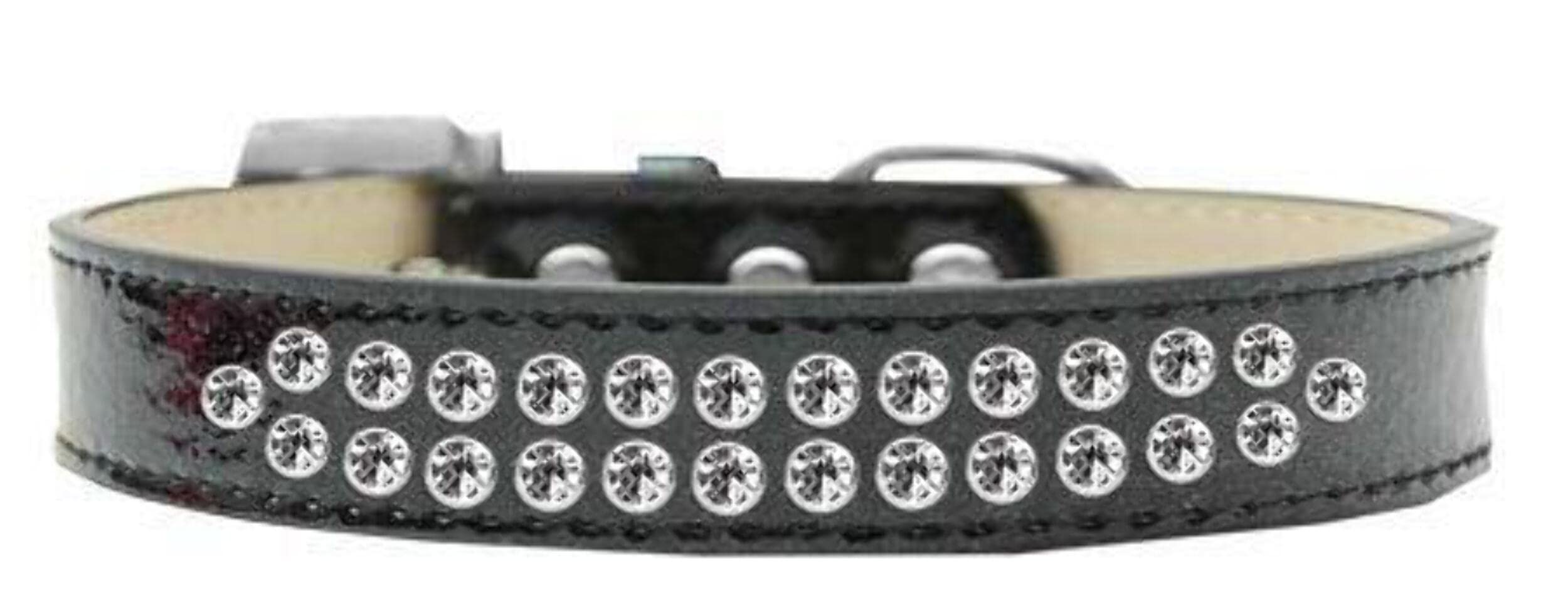 Dog, Puppy & Pet Ice Cream Collar, Two Row Clear Crystal Rimsets Black 18