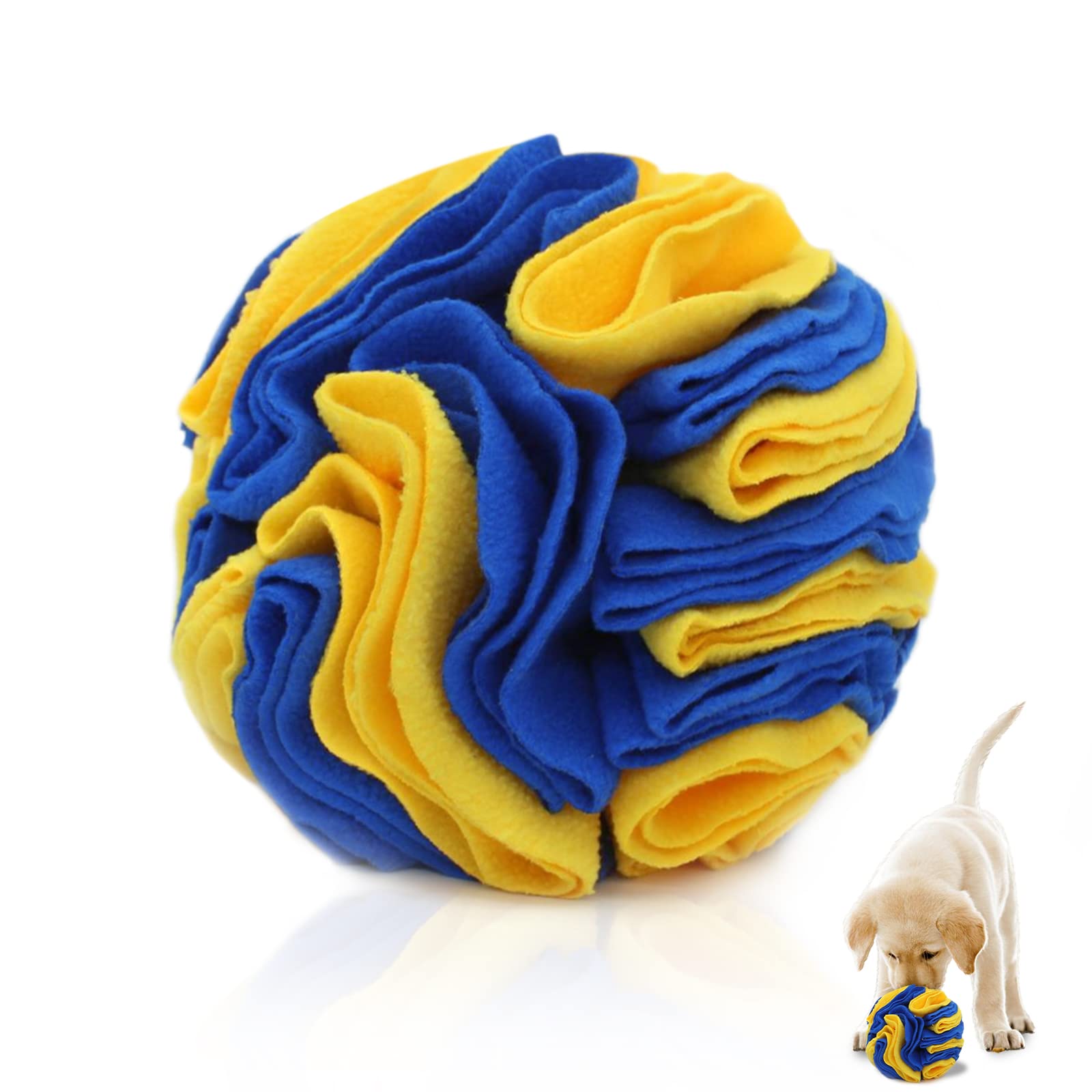 Wishlotus Dog Snuffle Ball - Interactive Puzzle Toys For Dogs, Enrichment Feeding Mat Slow Feeder Stress Relief (Yellow+Blue)