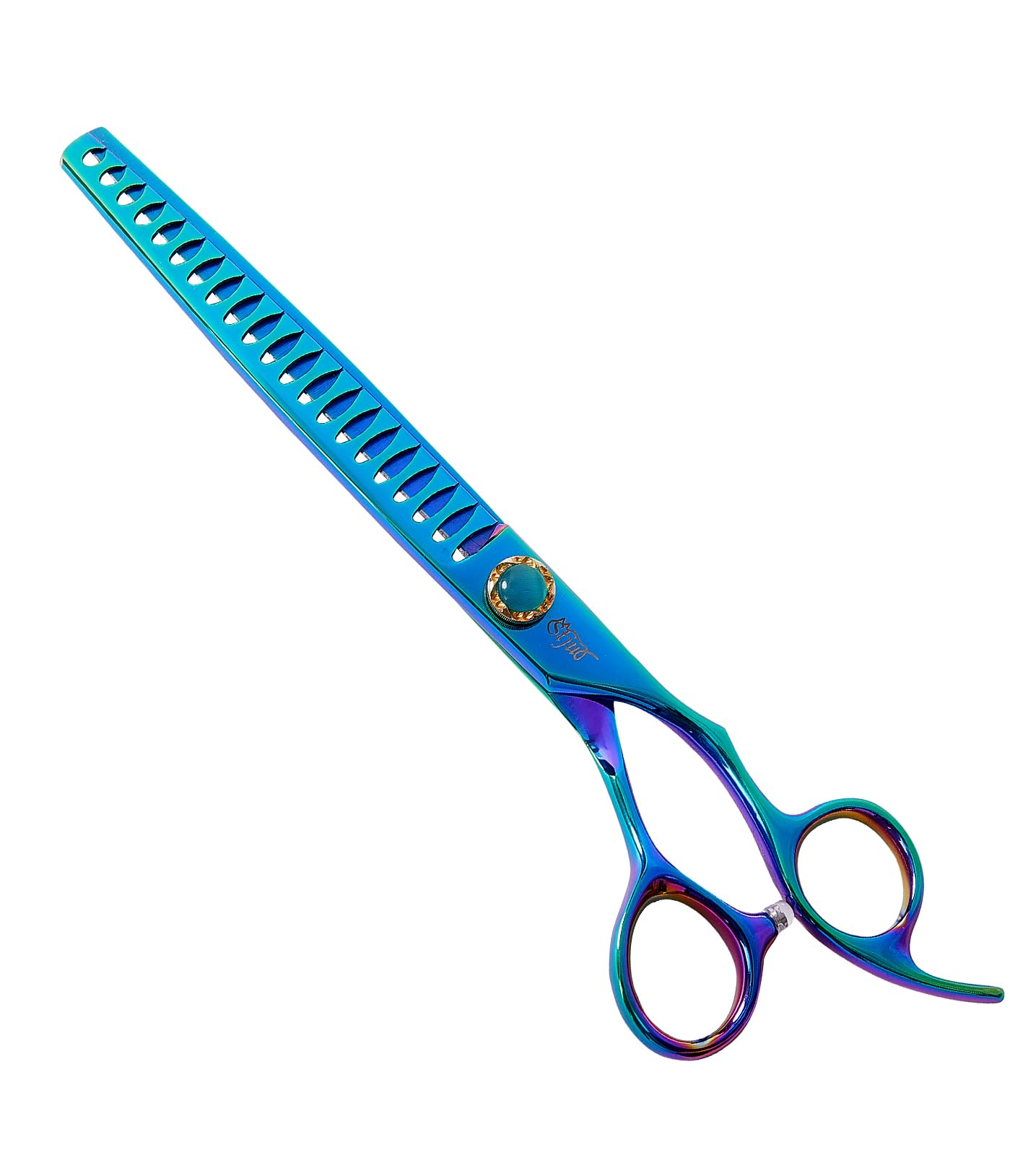 Stjuo 7.5'' Dog Chunker Scissors For Grooming 440C Stainless Steel Green Professional Pet Trimming Scissors Sharp Blades Cutting