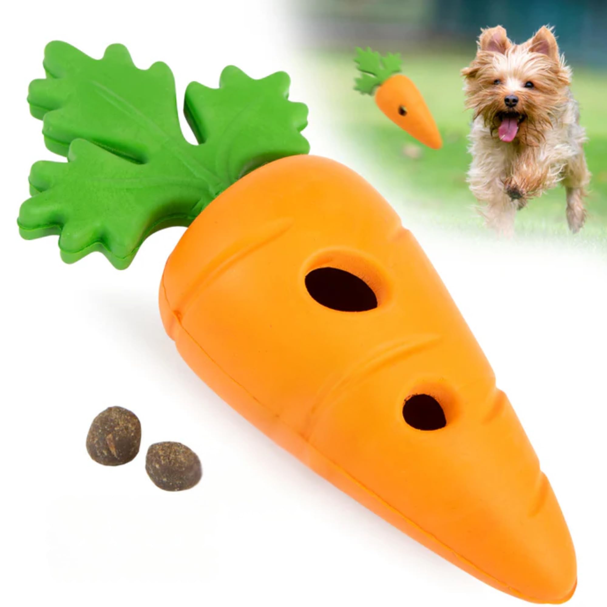 Jeffers Pet Natural Rubber Dog Chew Toy - Baby Carrot, Small - Treat Dispensing, Vanilla Scent, Durable, Non-Toxic, Dishwasher S