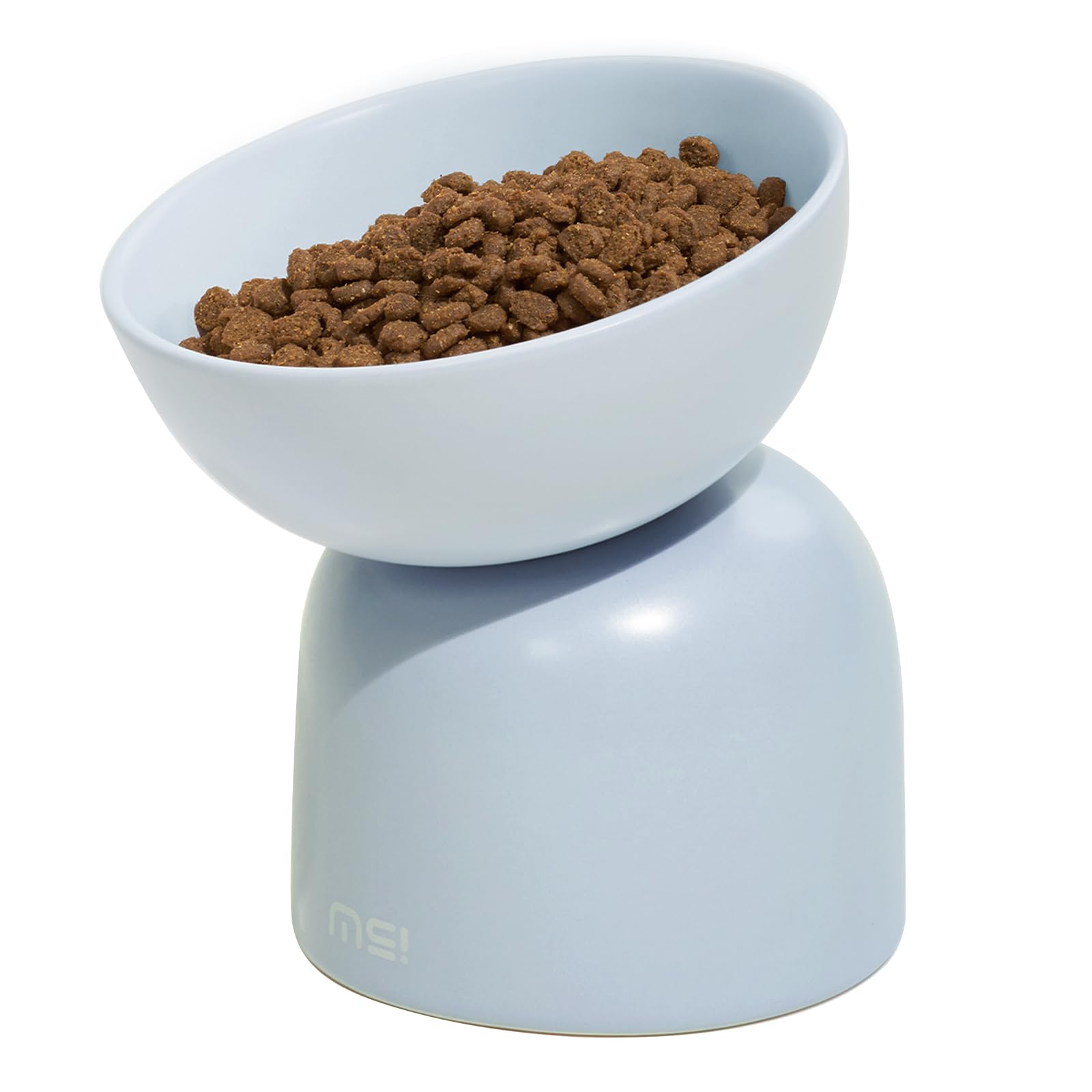 Elevated Cat Food Bowl, Ceramic Cat Bowls for Food and Water, Cat Bowls Whisker Friendly, Lead & Cadmium Free, 15Tilted Non-Slip