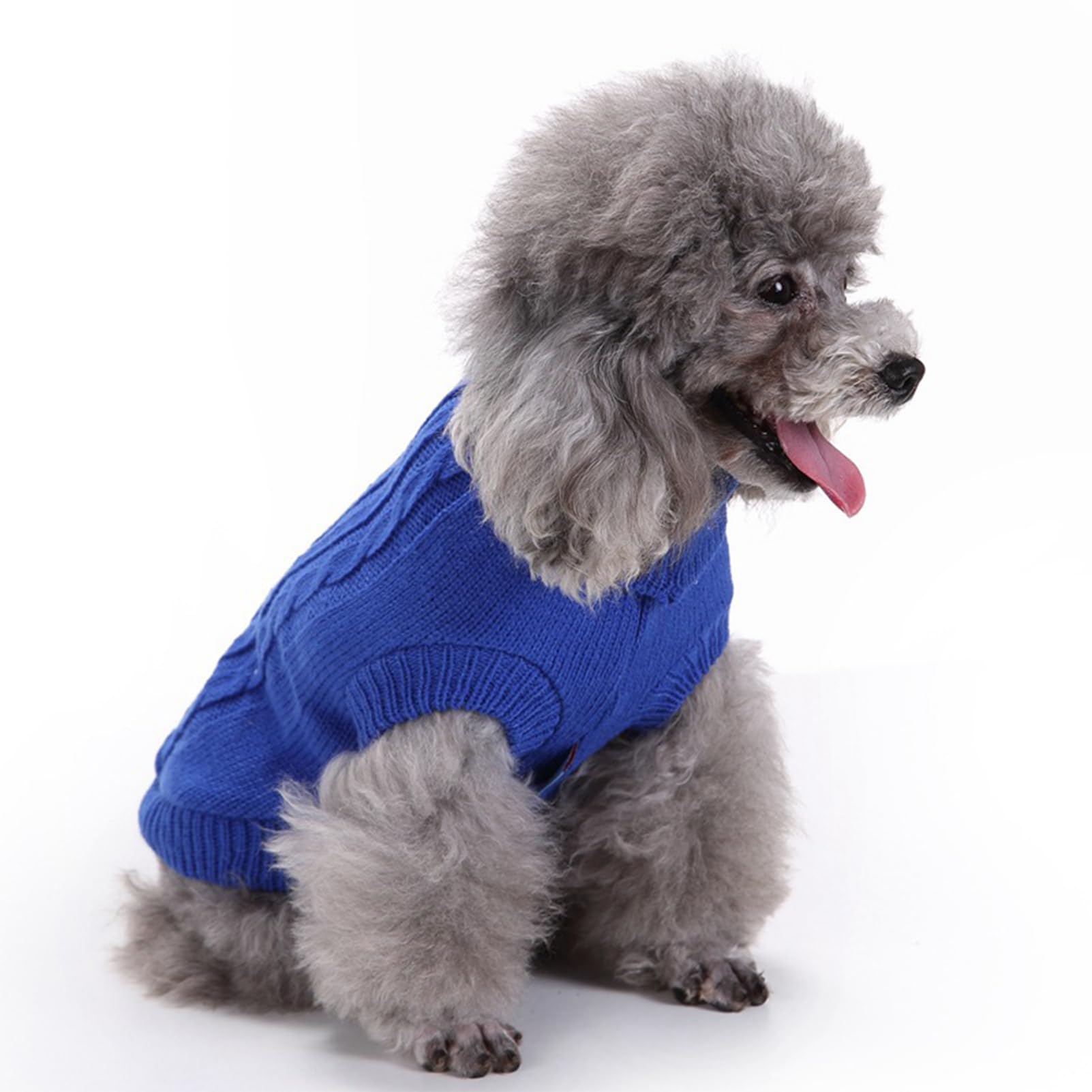 Chborchicen Small Dog Sweaters Knitted Pet Cat Sweater Warm Dog Sweatshirt Dog Winter Clothes Kitten Puppy Sweater (Large,Dark Blue)