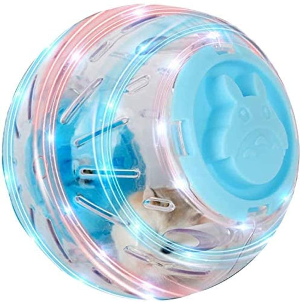 Flash Hamster Ball Crystal 12.5Cm 4.92Inch Running Activity Exercise Ball Toy Transparent Hamster Ball Small Animals Cage Accessories For Small Animals(S, Blue D)
