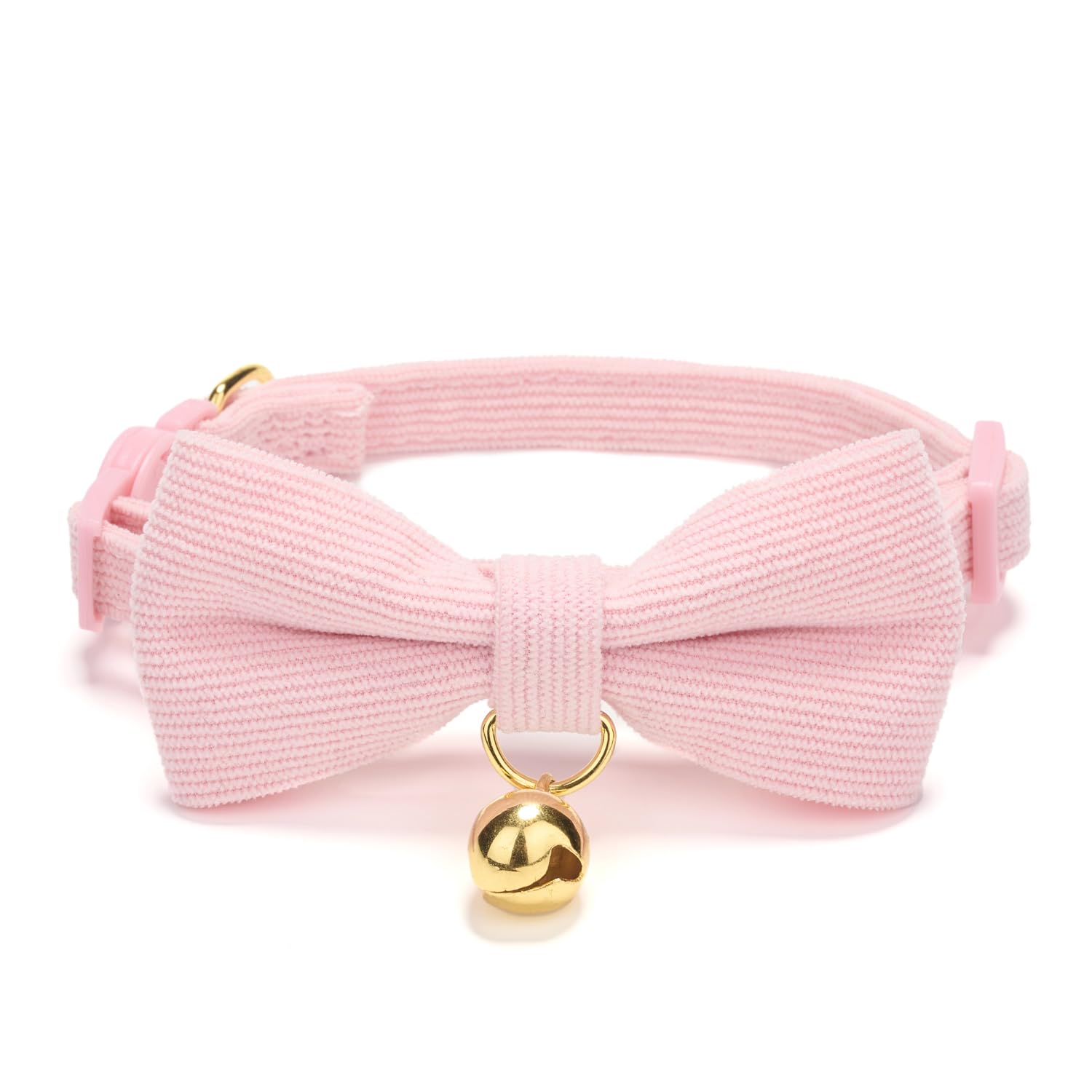 Ewinoom 2 Pack Soft Corduroy Cat Collars With Bow Tie & Bell, Adjustable Breakaway Cotton Kitty Bowtie Collar For Female Male Ca