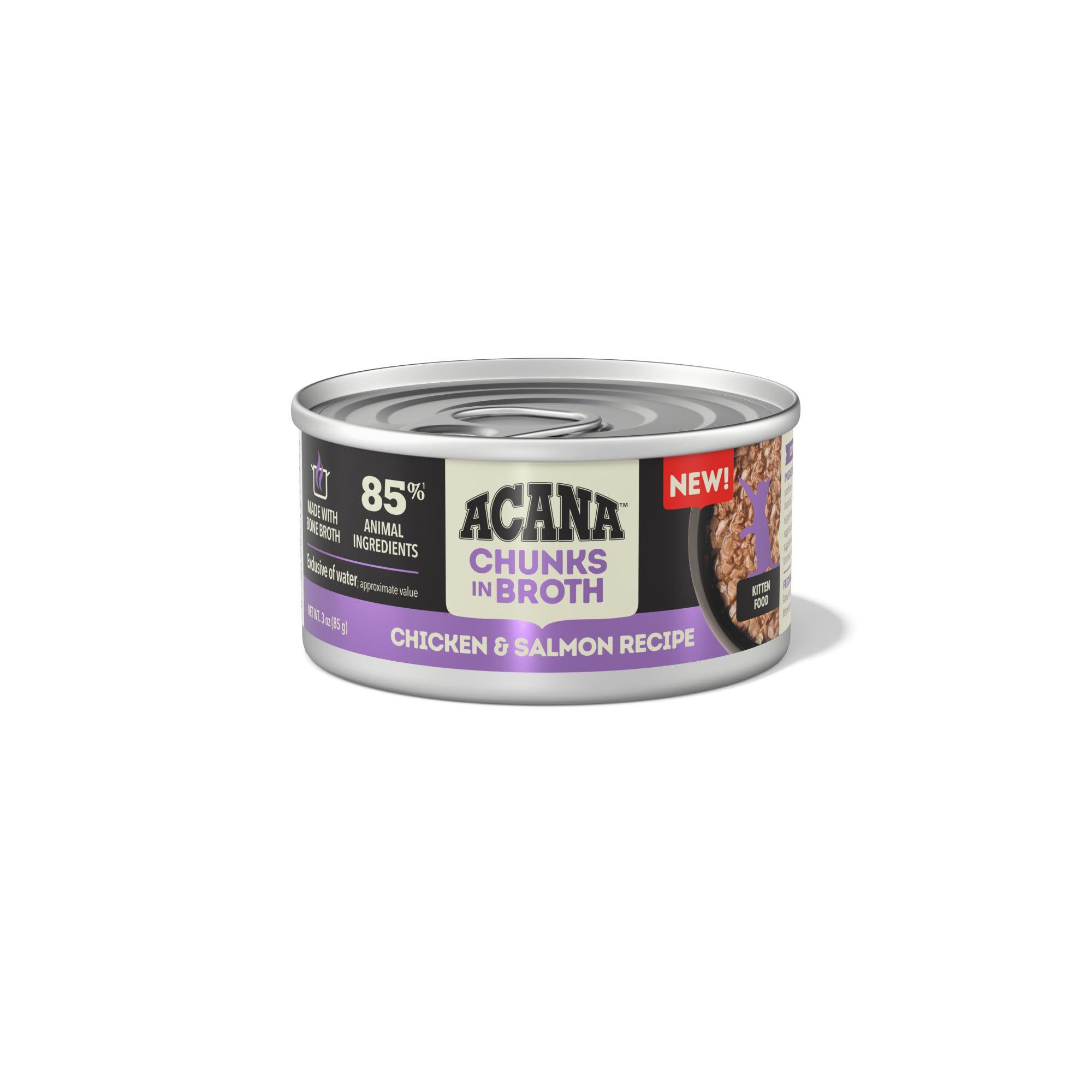 ACANA Chunks in Broth Wet Cat Food Chicken & Salmon Recipe for Kittens 3oz Cans (12 Count)