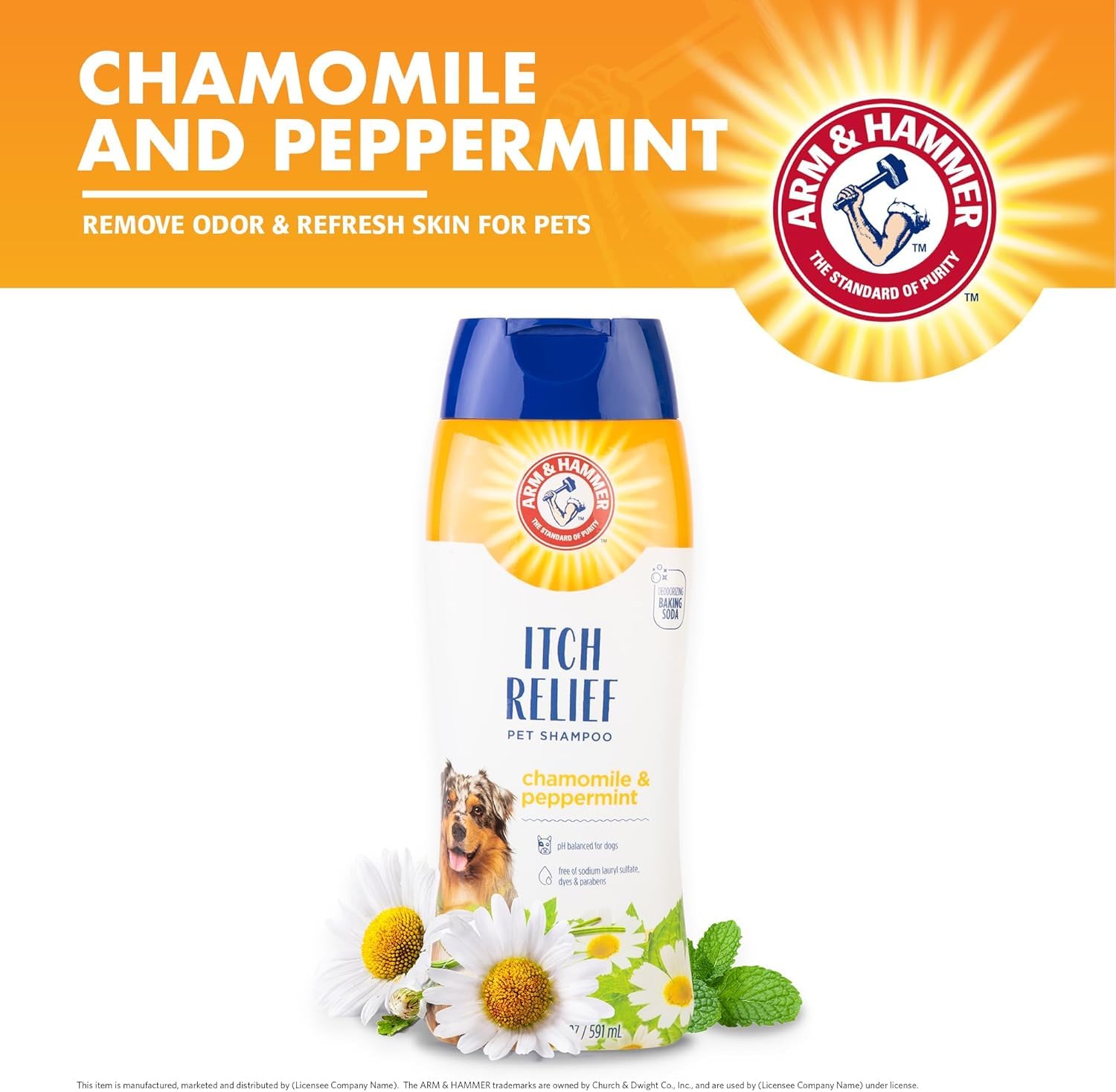 Arm & Hammer For Pets Itch Relief Shampoo, Chamomile And Peppermint Scent | Professional Quality Dog Itch Shampoo, Free Of Sodiu
