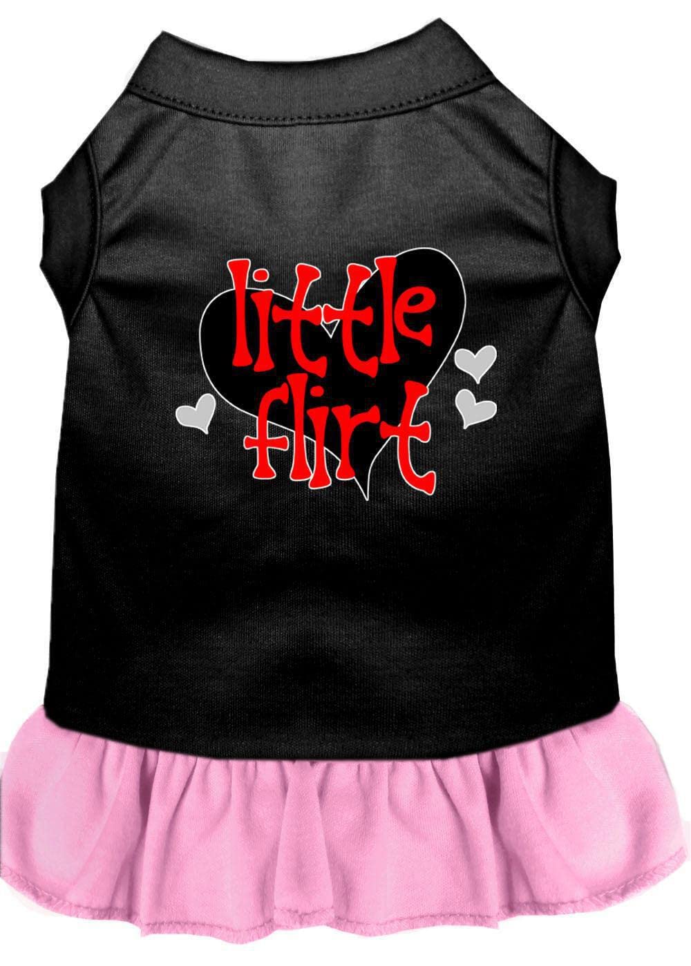 Dog Dress, Pet Dog & Cat Dress Screen Printed, "Little Flirt" Light Pink MD (6-10 lbs.)