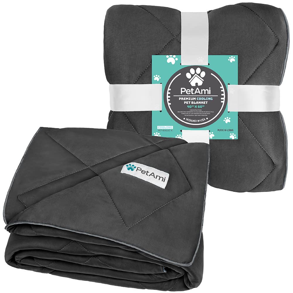 Petami Premium Cooling Dog Blanket | Lightweight Fluffy Pet Throw Blanket Bed Cover For Dogs, Cat, Puppies | Pet Blanket Furniture Protector Couch Sofa | Reversible Fuzzy Cozy | 40X60, Grey