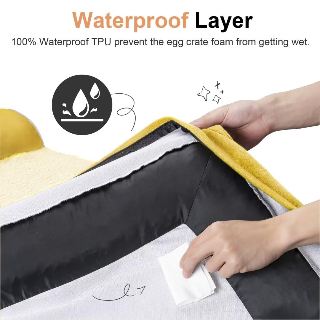 Large Dog Bed Orthopedic Washable: Beds Bolster Xl Bed Big Xlarge Dogs Egg Crate Foam Couch Sofa Waterproof With Removable Cover - Ginger