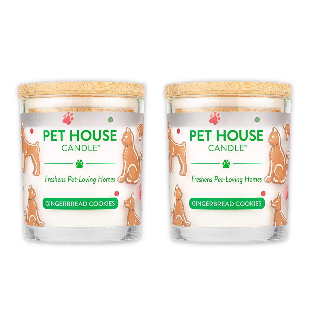 Pet House Pet Odor Candle Plant Based Scented Candle Clean Burning, Long Lasting for Home, Gingerbread Cookies 2 Pack