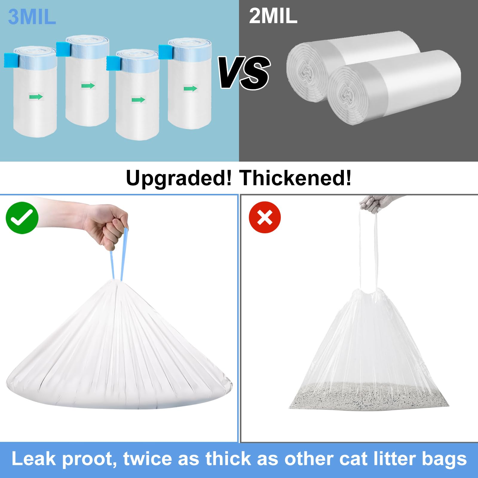 Elegx 120 Count Litter Box Liners Bags, 3Mil Extra Thick Heavy Duty,27.1'' X 12.9'' Compatible With Neakasa M1, Petpivot Autosco