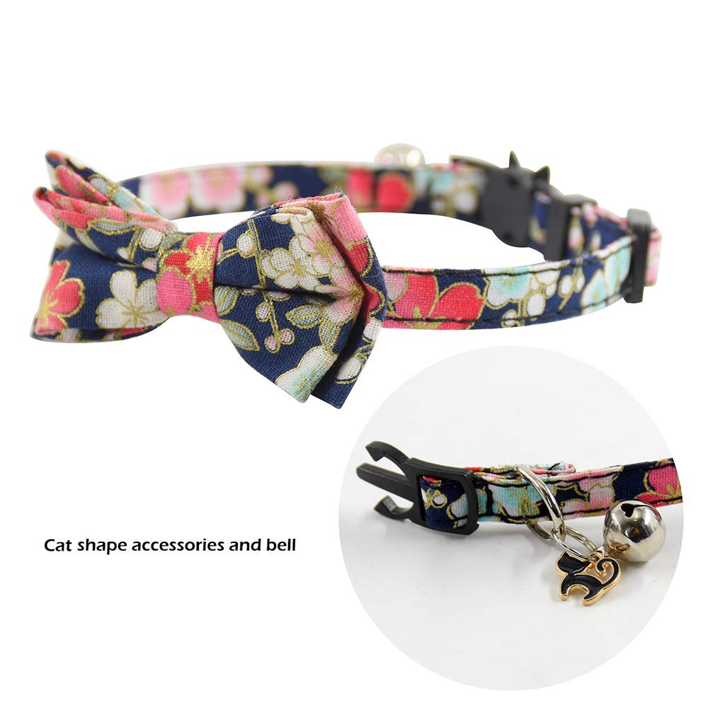 Bowtie Cat Collars Breakaway With Bell, Adjustable Cute Kitty Collars Safety Buckle Kitten Collar For Cat Puppy 7.5-11In (20)