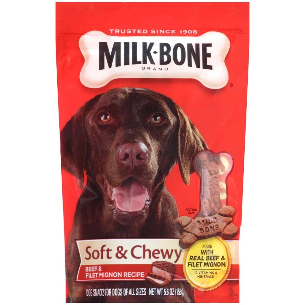 MilkBone Soft & Chewy Beef & Filet Mignon Recipe Dog Snacks, 5.6Ounce (Pack Of 5)