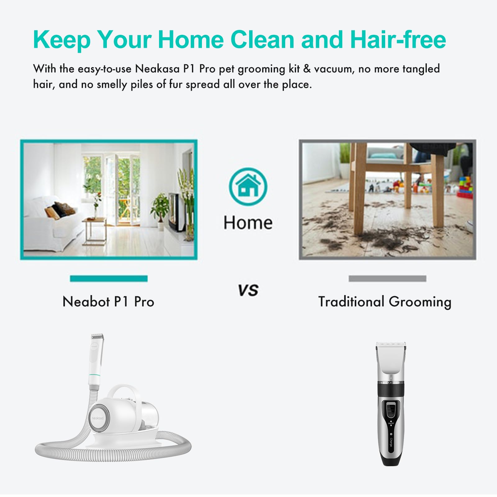 Neabot P1 Pro Professional Grooming Kit W/ Vacuum Suction For Dogs And Cats