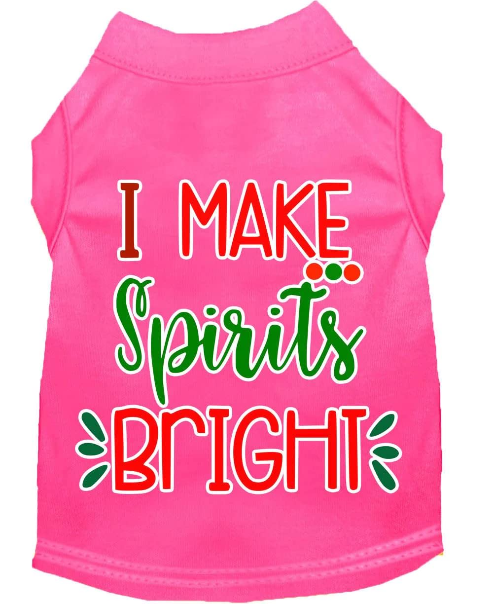 Christmas Pet Dog & Cat Shirt Screen Printed, "I Make Spirits Bright" Yellow XS (0-3 lbs.)