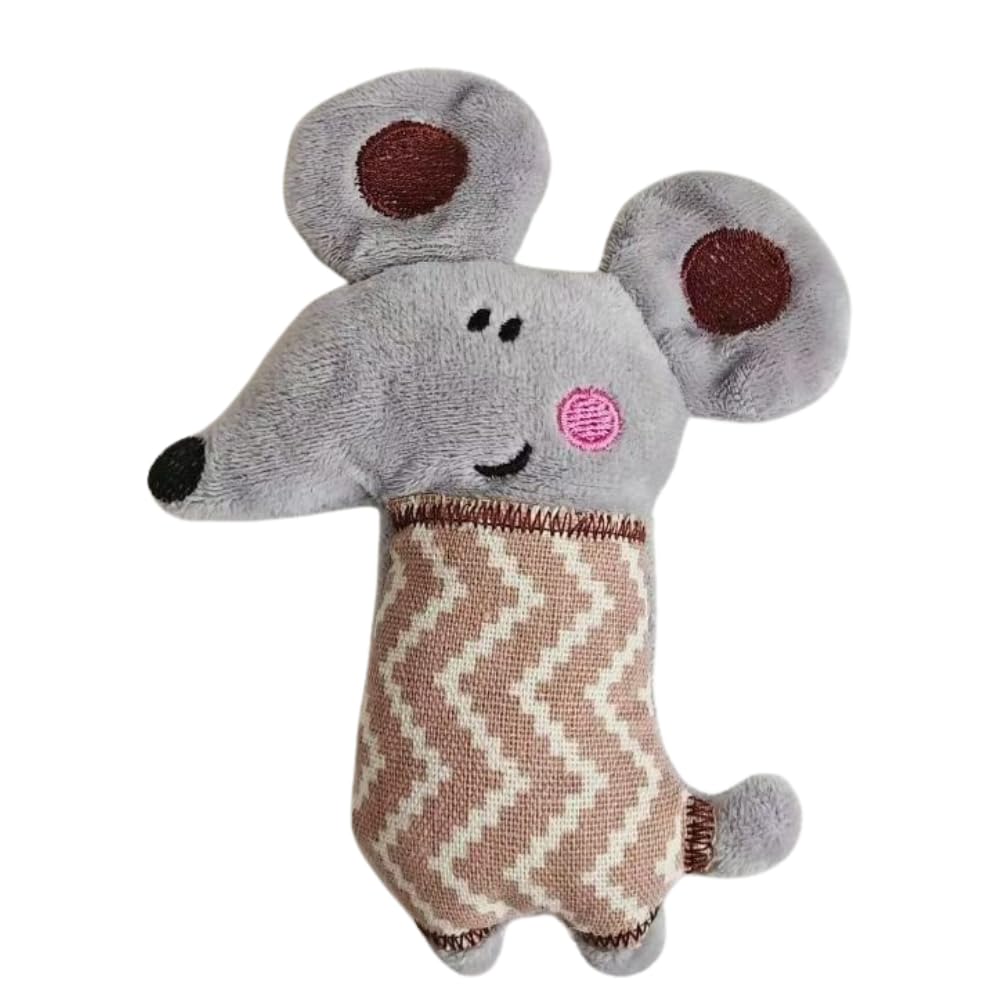 Gishiki Catnip Mouse Cat Toy | Plush & Linen DualTexture | Premium Catnip Infused | Handmade | 14 X 11 Cm | No Plastic, No Toxi
