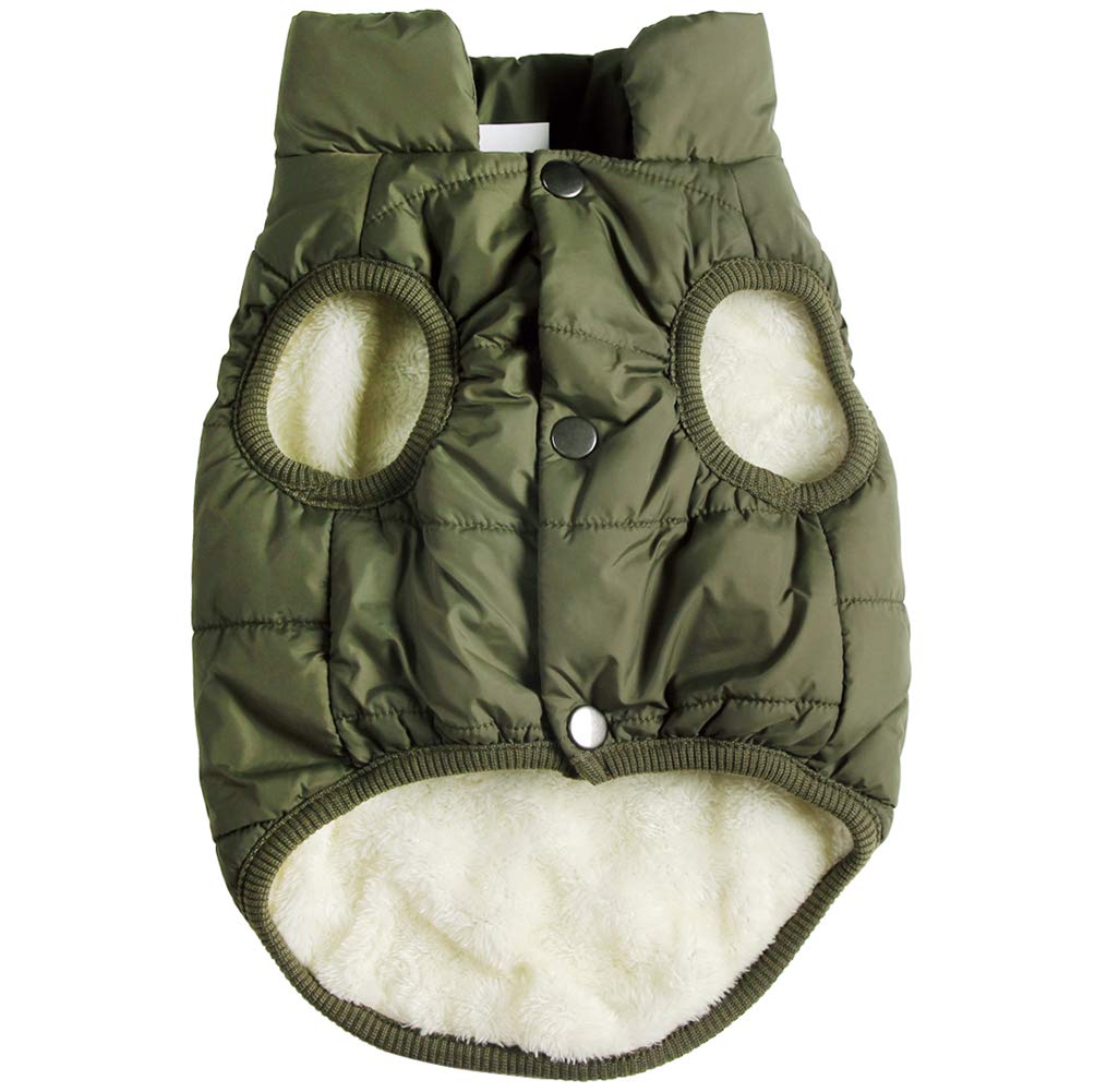 Joydaog 2 Layers Fleece Lined Warm Dog Jacket For Puppy Winter Cold Weather,Soft Windproof Small Dog Coat,Green Xs