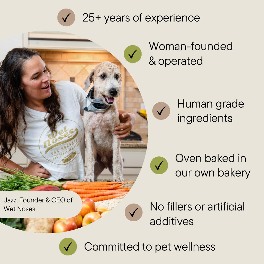 Wet Noses Organic Crunchy Dog Treats - for All Pet Sizes, Breeds - All-Natural Puppy Treat, Senior Dog Snack - 100% Human-Grade