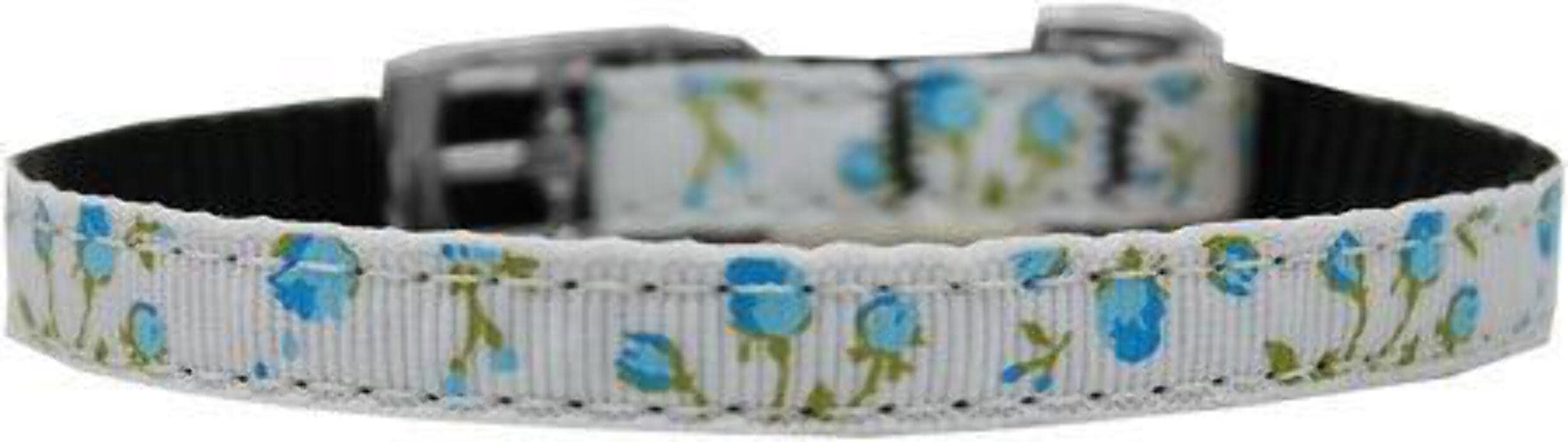 Mirage Pet Products Roses 3/8" Nylon Dog Collar with Classic Buckle, Size 16, Pink