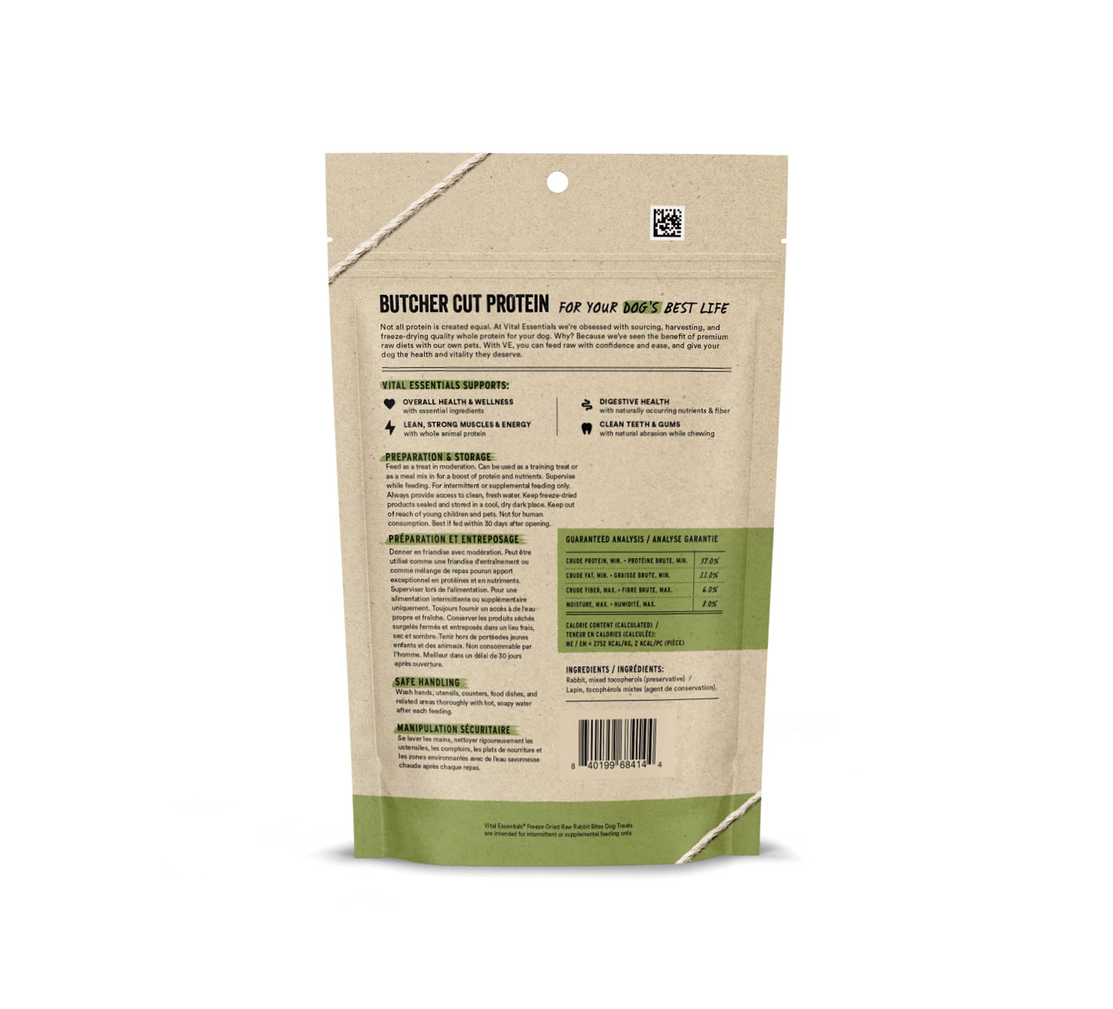 Vital Essentials Freeze Dried Raw Whole Animal Dog Treats, Rabbit Bites, 5 oz