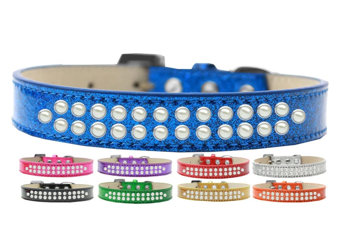 Dog, Puppy & Pet Ice Cream Collar, Two Row Pearl Rimsets Orange 16