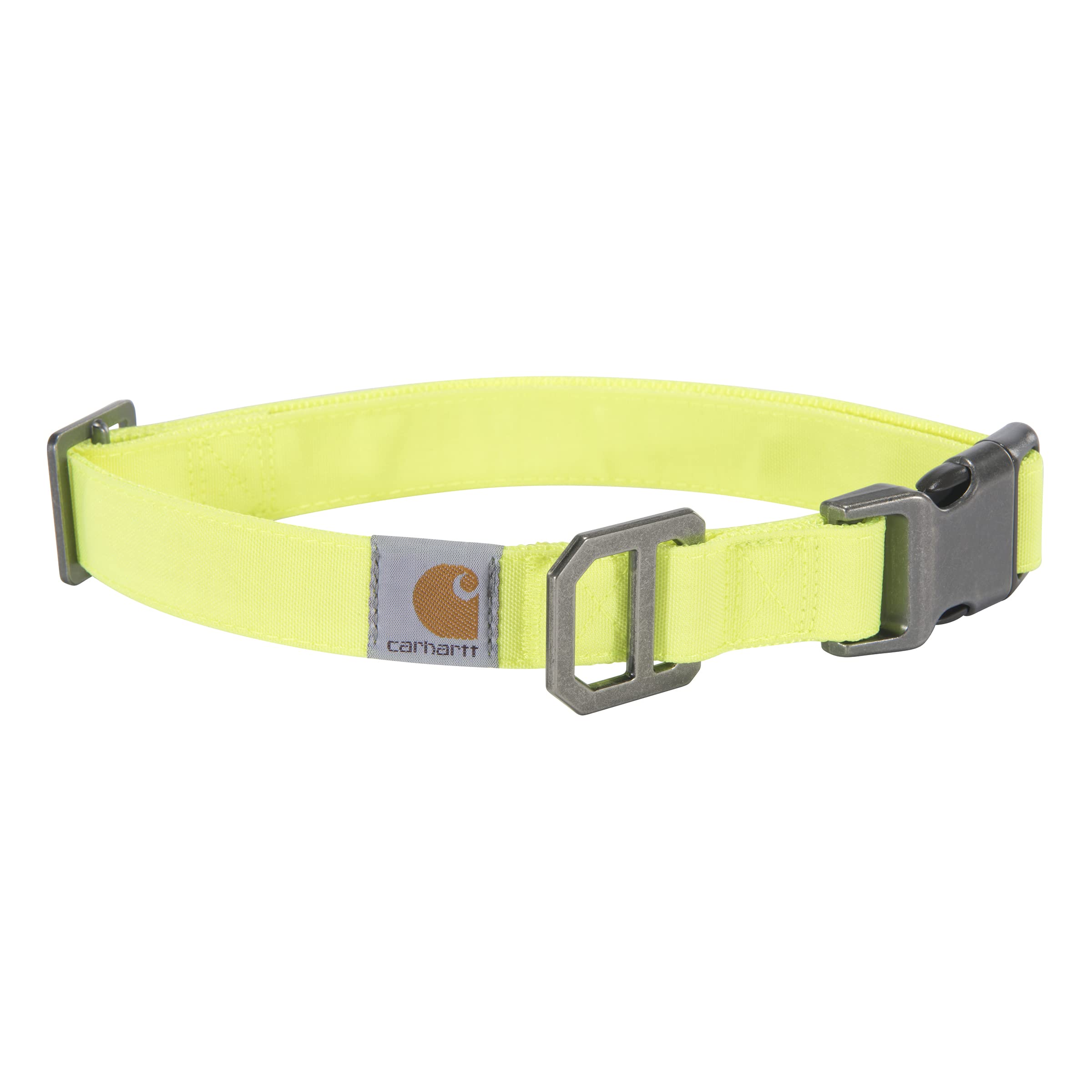 Carhartt Nylon Duck Dog Collar, Fully Adjustable Durable 2-Ply Cordura Nylon Canvas Collars For Dogs, Brite Lime, Large