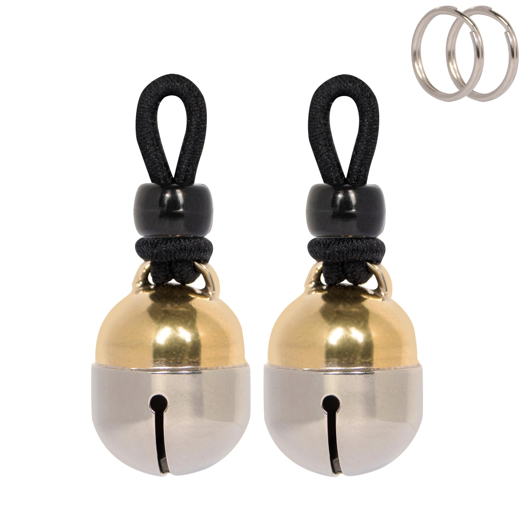 Noble Bells Pet Bells, Pair Of Two Brass And Nickel Silver Size Medium Bells.