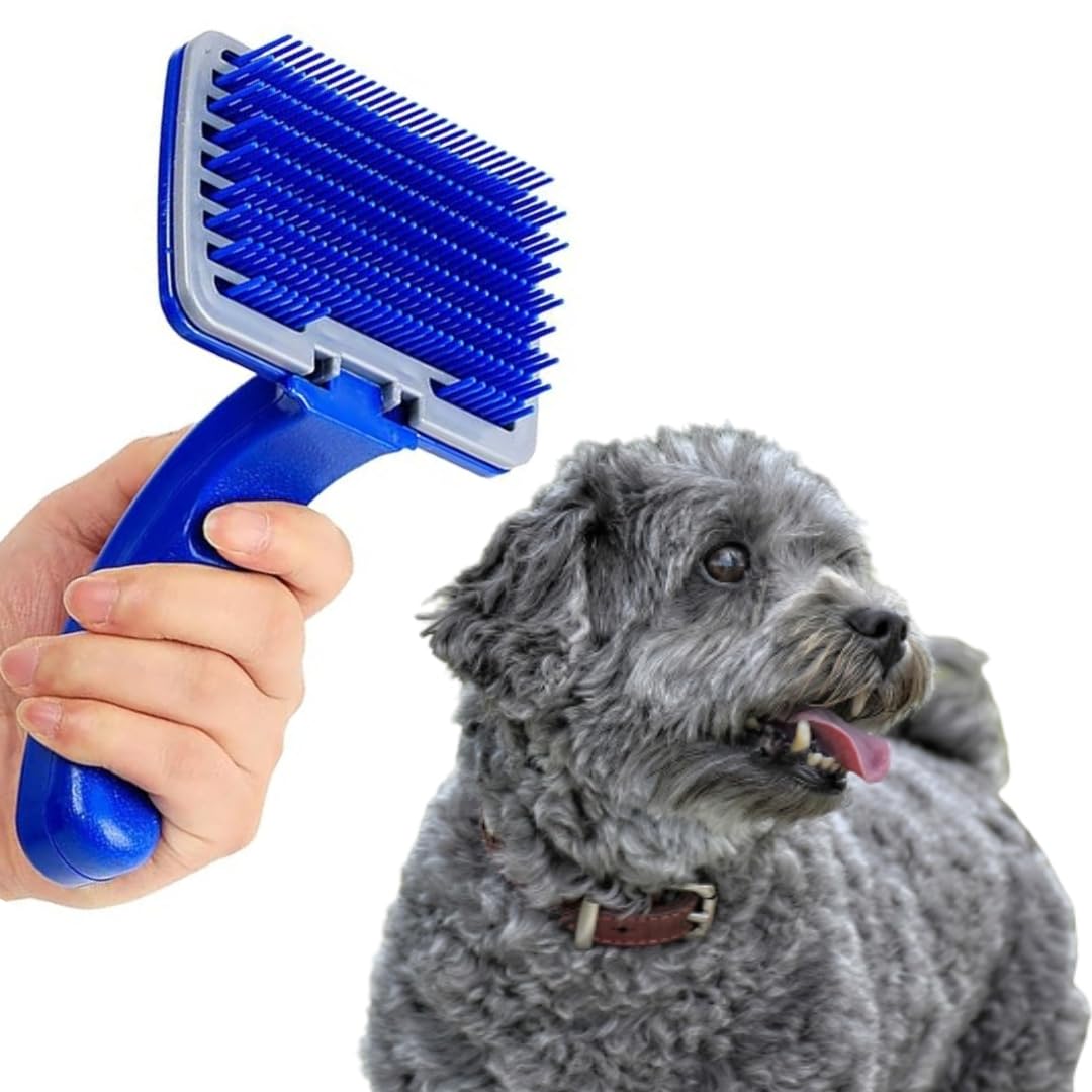 Polka Self Cleaning Cat & Dog Hair Remover Brush | Dogs Grooming Slicker Comb | Pet Accessories & Massaging Cat Brush With Long 