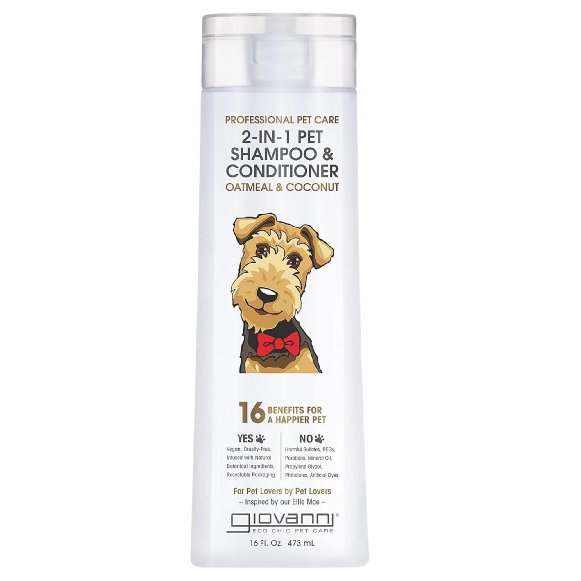 GIOVANNI Professional 2-in-1 Pet Shampoo & Conditioner - for Dogs & Cats, Oatmeal & Coconut, Helps Neutralize Odors, Deeply Clea