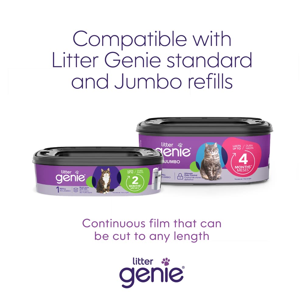 Litter Genie Standard Pail (Silver) | Cat Litter Box Waste Disposal System For Odor Control | Includes 1 Square Refill Bag